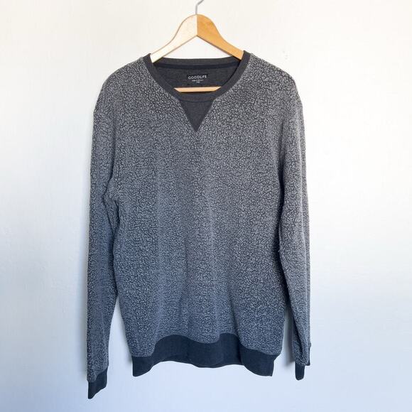 Goodlife Reverso Fleece Sweatshirt Mens Large Charcoal Gray Fuzzy Raglan USA - Picture 1 of 6